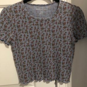 American Eagle Blue Floral Crop Top